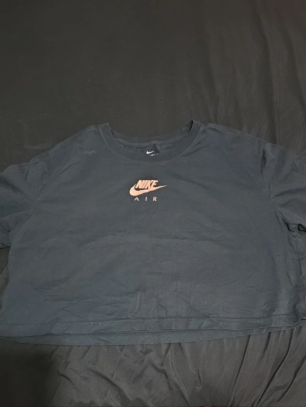 Nike Black Short-Sleeve Crop Tee with Pink Logo